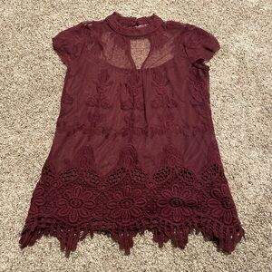 Elegant Burgundy Lace Top